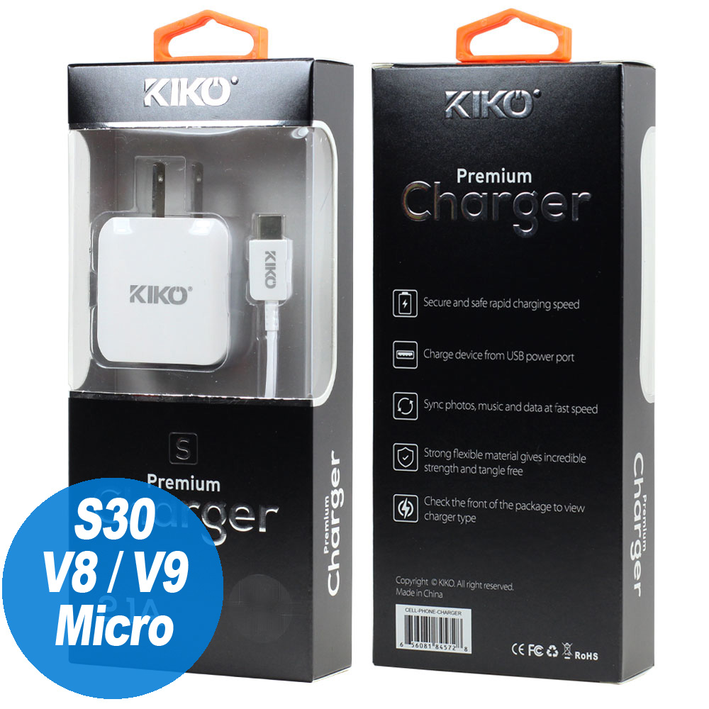 Micro V8V9 Dual Port Small Wall Charger 2 in 1 - 2.1A (Wall - White)
